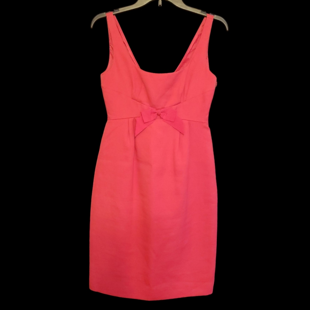 Vintage Moschino Bright Pink Sleeveless Knee Length Dress With Bow Detail Size 6